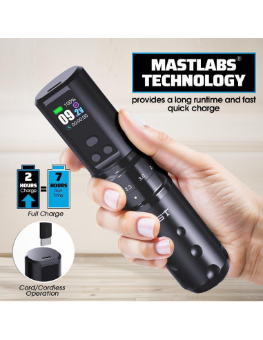 Mast Fold2 Pro Máquina de Tatuaje Inalámbrica 7 Golpes