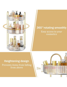 Organizador de Maquillaje Rotatorio Mokani 3 Niveles Transparente 2