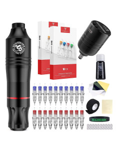 Kit de Tatuaje Inalámbrico Dragonhawk Atom - 20 Agujas y Batería