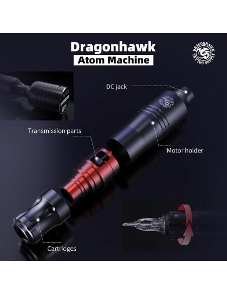 Kit de Tatuaje Inalámbrico Dragonhawk Atom - 20 Agujas y Batería Kit de Tatuaje Inalámbrico Dragonhawk Atom - 20 Agujas y Batería