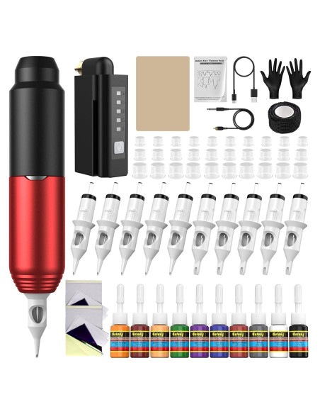 Kit de Tatuaje Inalámbrico Nazzor con Bolígrafos y Batería 1500mAh Kit de Tatuaje Inalámbrico Nazzor con Bolígrafos y Batería 1500mAh