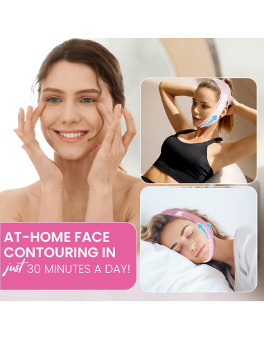 Cinta Levantamiento Facial V-Line Rosa Reutilizable Mediana