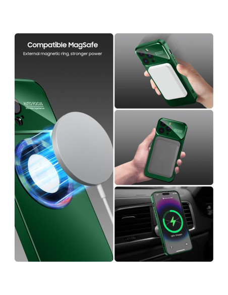 Funda Magnética MAKAVO para iPhone 13 Pro Verde, a Prueba de Caídas Funda Magnética MAKAVO para iPhone 13 Pro Verde, a Prueba de Caídas