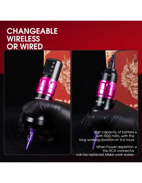 Máquina de Tatuaje Mast Fold Pro Sin Cable Rosa Máquina de Tatuaje Mast Fold Pro Sin Cable Rosa