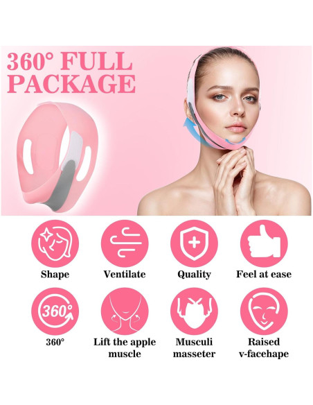 Mascarilla V Lifting Yuanchu Rosa Ajustable Reutilizable Mascarilla V Lifting Yuanchu Rosa Ajustable Reutilizable