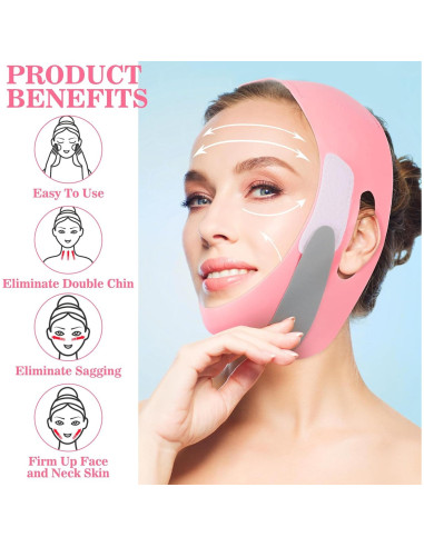 Mascarilla V Lifting Yuanchu Rosa Ajustable Reutilizable