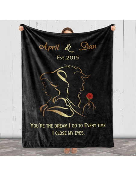 Manta Personalizada Belleza y Bestia Negra 152x203 cm Manta Personalizada Belleza y Bestia Negra 152x203 cm