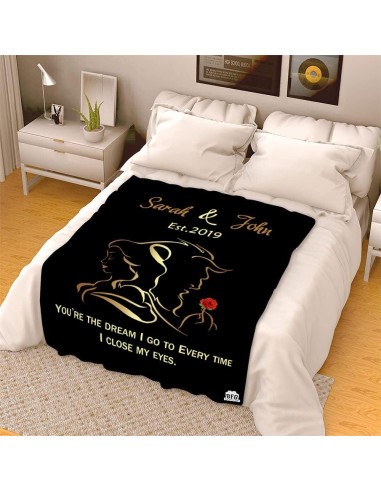 Manta Personalizada Belleza y Bestia Negra 152x203 cm