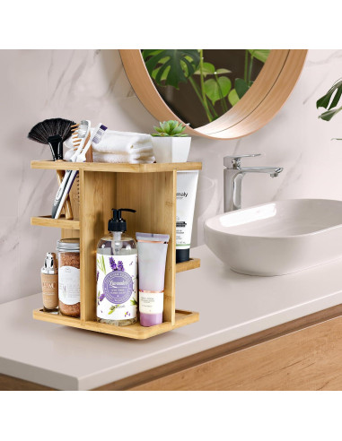 Organizador de Maquillaje Sorbus 360 Bambú Carrousel