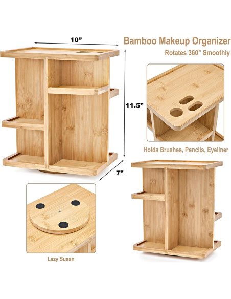 Organizador de Maquillaje Sorbus 360 Bambú Carrousel Organizador de Maquillaje Sorbus 360 Bambú Carrousel
