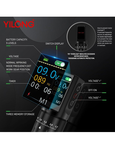 Kit de Tatuaje Inalámbrico YILONG con Pluma y 20 Agujas