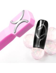 Imanes para Uñas MOLILO 3 en 1 Rosa Efecto Ojo de Gato 2