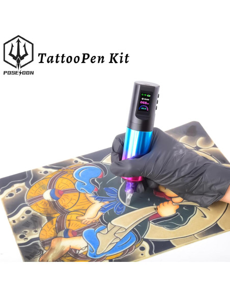 Kit de Tatuaje POSEIDON TK02 Inalámbrico 1800mAh 20 Agujas Kit de Tatuaje POSEIDON TK02 Inalámbrico 1800mAh 20 Agujas