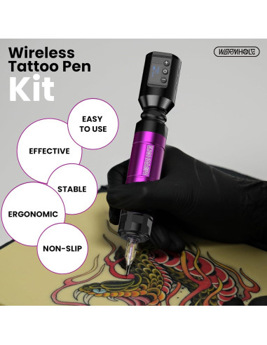 Kit de Tatuaje Inalámbrico Profesional WTK278 1500mAh Azul