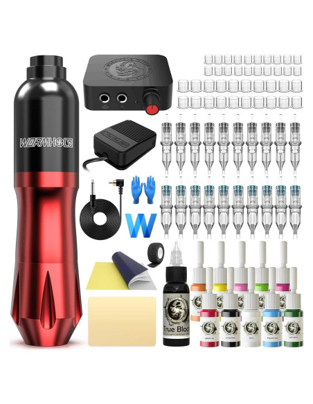 Kit de Tatuaje Wormhole WTK079 con 20 Agujas y 10 Tintas Kit de Tatuaje Wormhole WTK079 con 20 Agujas y 10 Tintas