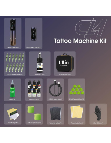 Kit de Tatuaje INKin CL4 Inalámbrico 2 Baterías 1800mAh