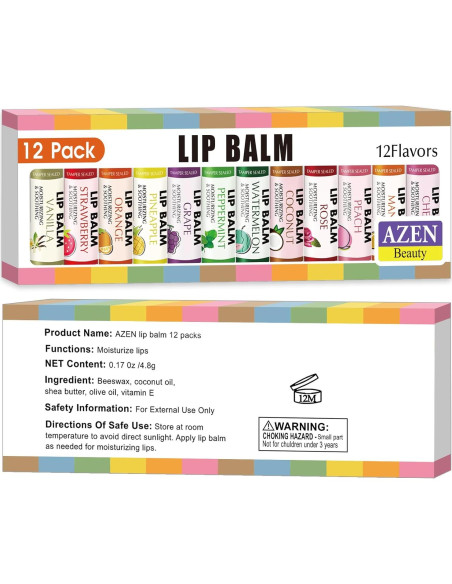 Bálsamo Labial Natural AZEN - 12 Sabores Hidratantes Bálsamo Labial Natural AZEN - 12 Sabores Hidratantes
