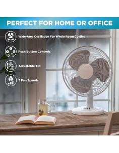 Ventilador de Mesa Oscilante EZ-CHILL 16" 3 Velocidades Silencioso 2