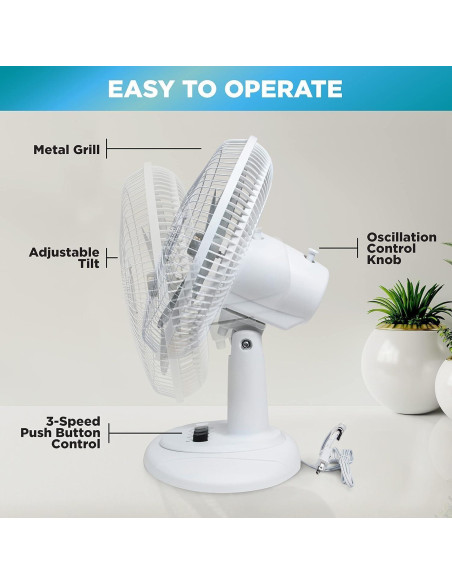 Ventilador de Mesa Oscilante EZ-CHILL 16" 3 Velocidades Silencioso Ventilador de Mesa Oscilante EZ-CHILL 16" 3 Velocidades Silencioso