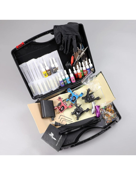 Kit Completo de Tatuaje Hawink 4 Máquinas 14 Tintas y Agujas Kit Completo de Tatuaje Hawink 4 Máquinas 14 Tintas y Agujas