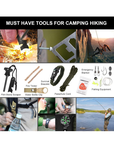 Kit de Supervivencia 210 Piezas Kleclcw para Camping