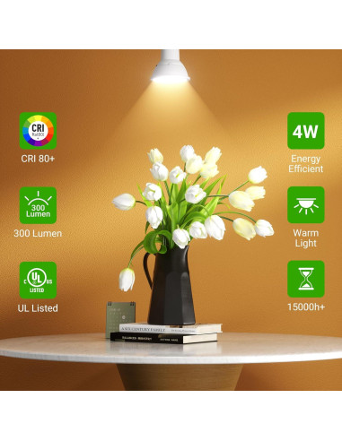 Bombillas LED GU10 TJOY 4W 300LM 2700K Blanco Cálido Paquete 6