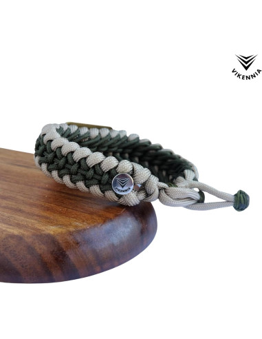 Pulseras Paracord - Set de 2 Beige con Charm Bandera USA