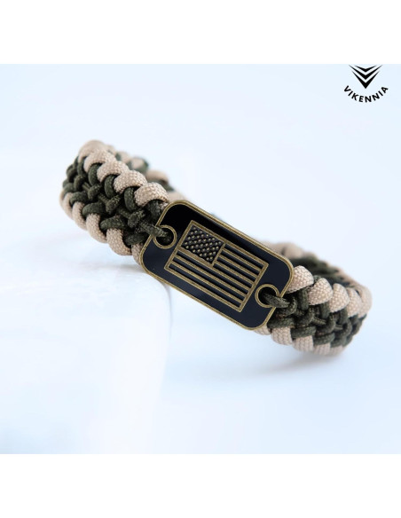 Pulseras Paracord - Set de 2 Beige con Charm Bandera USA Pulseras Paracord - Set de 2 Beige con Charm Bandera USA