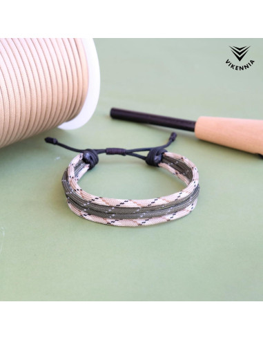 Pulseras Paracord - Set de 2 Beige con Charm Bandera USA