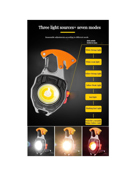 Llavero Linterna COB YUJUN 800 Lúmenes 7 Modos Naranja Llavero Linterna COB YUJUN 800 Lúmenes 7 Modos Naranja