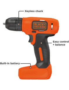 Taladro Inalámbrico BLACK+DECKER 8V BDCD8C Ligero 2
