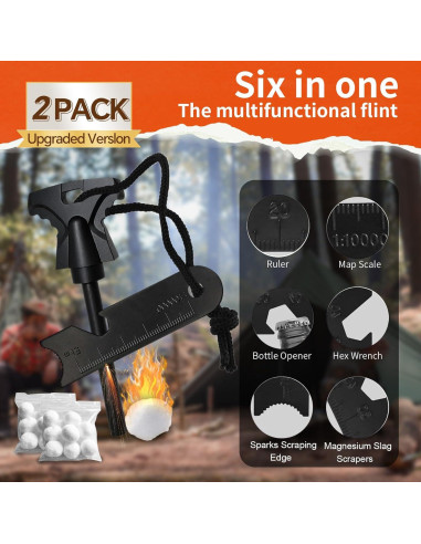 Encendedor de Fuego HOPKASE 2PCS Magnesio con Yesca