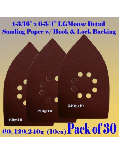 30 Papeles de Lija Detalle Grande Mouse MTP 60-240 Granulaciones 30 Papeles de Lija Detalle Grande Mouse MTP 60-240 Granulaciones