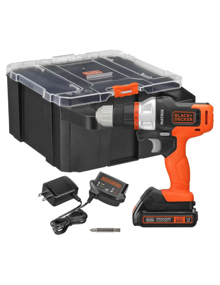 Taladro Inalámbrico BLACK+DECKER MATRIX 20V Kit Completo Taladro Inalámbrico BLACK+DECKER MATRIX 20V Kit Completo