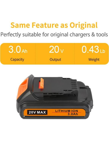 Batería 20V 3.0Ah ORHFS para Black and Decker LB20 LBX20