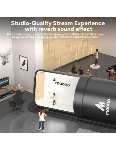 Micrófono USB MAONO AU-A04E para Podcast y Streaming Negro