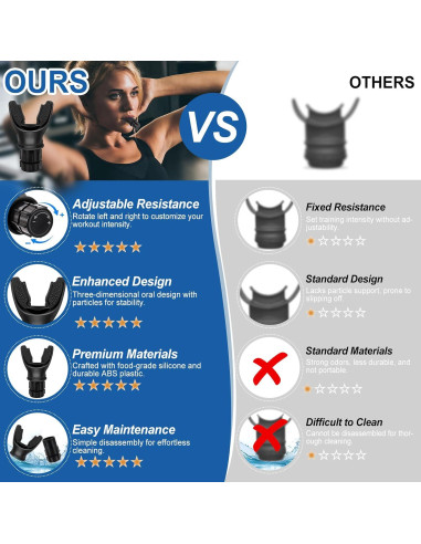 Entrenador de Respiración Portátil TEAWOO Ajustable Negro