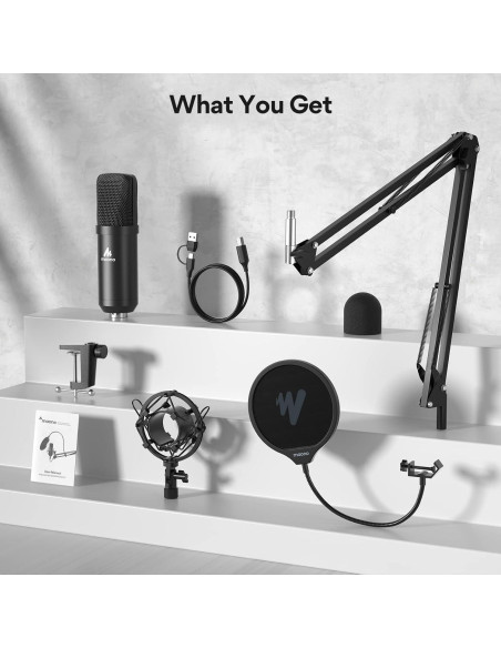 Micrófono USB MAONO AU-A04E para Podcast y Streaming Negro Micrófono USB MAONO AU-A04E para Podcast y Streaming Negro