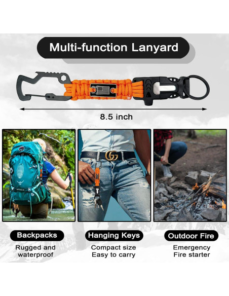 Lanyard de Paracord DDOUT Naranja con Llaveros y Hebilla Lanyard de Paracord DDOUT Naranja con Llaveros y Hebilla