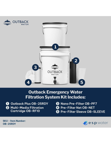 Filtro de Agua de Emergencia Outback 4 Etapas 24 Galones/Día
