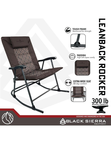 Silla mecedora plegable Black Sierra XL para patio 300 kg Silla mecedora plegable Black Sierra XL para patio 300 kg