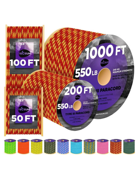 Cuerda Paracord 550 TECEUM Llama de Fuego 30,5 m 4mm Cuerda Paracord 550 TECEUM Llama de Fuego 30,5 m 4mm