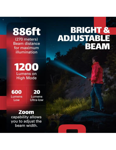 Linterna LED Táctica Recargable Observer Tools 1200 Lúmenes