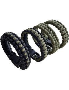 2 Pulseras de Paracord Verde Ejército CIBBALIY 21,59 cm 2