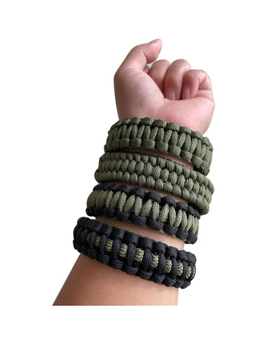 2 Pulseras de Paracord Verde Ejército CIBBALIY 21,59 cm