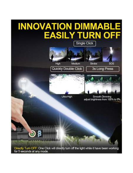 Linterna Recargable Spriak K2301 12000LM Impermeable Linterna Recargable Spriak K2301 12000LM Impermeable