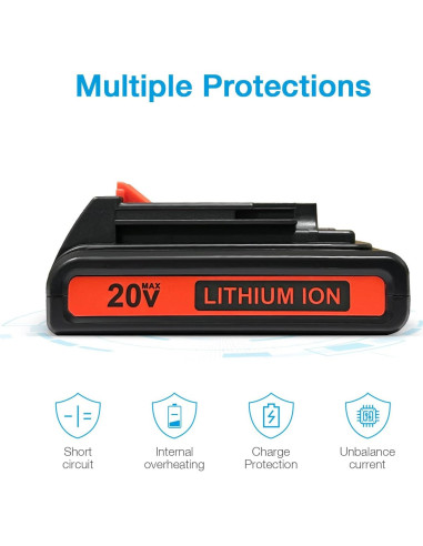 Batería Powerextra 2 Pack 3.6Ah 20V Litio para Black & Decker