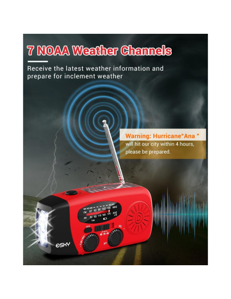 Radio de Manivela Esky 7400mWh AM/FM NOAA con Power Bank Radio de Manivela Esky 7400mWh AM/FM NOAA con Power Bank