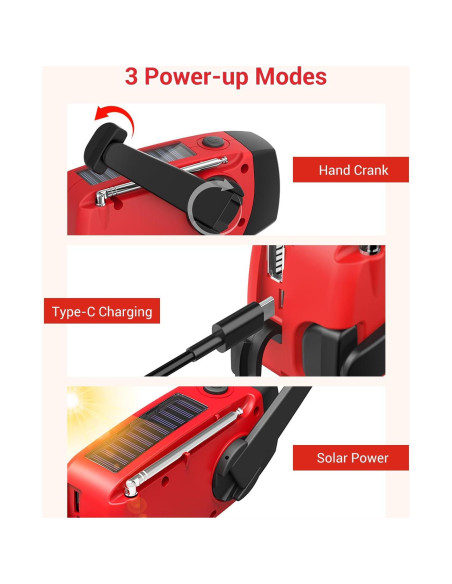 Radio de Manivela Esky 7400mWh AM/FM NOAA con Power Bank Radio de Manivela Esky 7400mWh AM/FM NOAA con Power Bank
