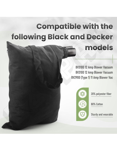 Bolsa de Hoja para Aspiradora Sopladora Black and Decker BV3100 BV2900